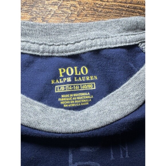 Ralph‎ Lauren Boys Graphic T-Shirt Blue Gray Raglan L 14-16 - Picture 3 of 4